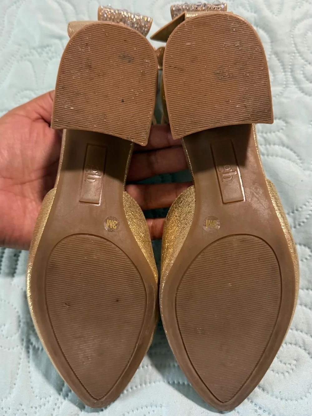 GB Toddler Girls' Tinsley Bow Dress Pumps, Size 3- Sand & Gold 1 pair